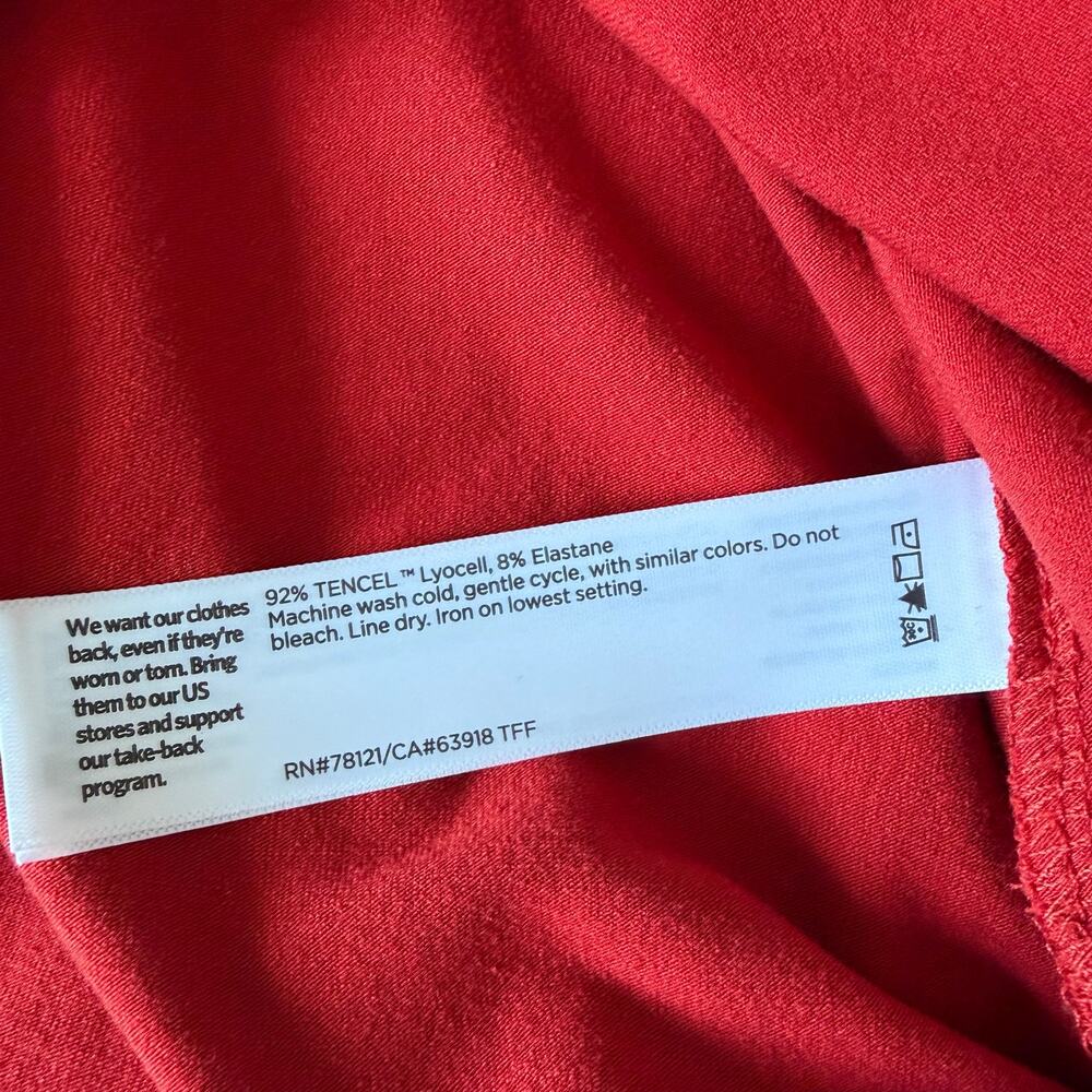 Eileen Fisher Boxy Mock Neck Tank Top Cap Sleeve T-shirt Red Size M Tencel - Picture 6 of 8